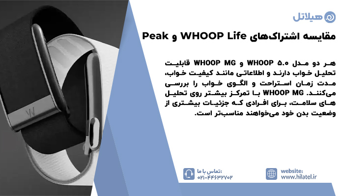 مقایسه اشتراکهای WHOOP Life و Peak