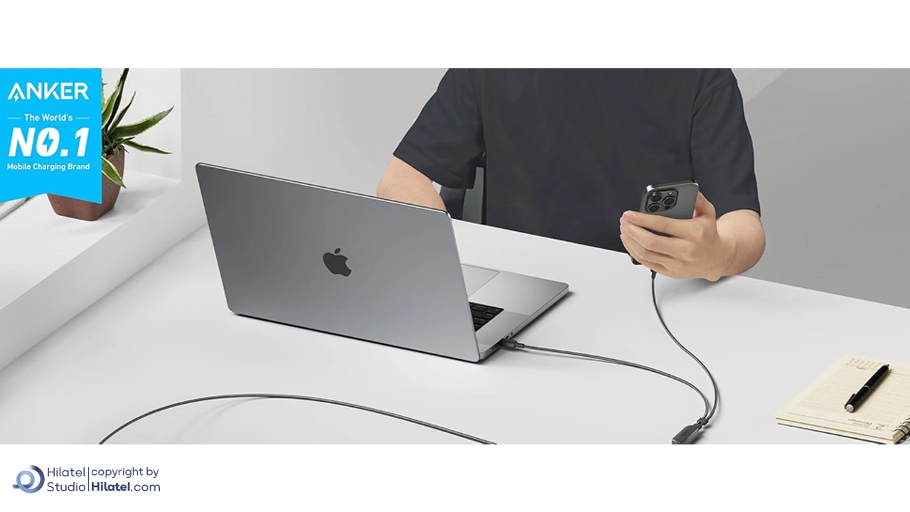 کابل شارژ 140 وات 1.2 متری USB-C به USB-C انکر مدل A8895
