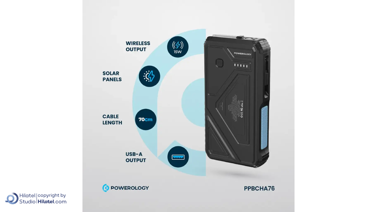 پاوربانک خورشیدی 20000 میلی آمپر پاورولوژی مدل PP076